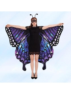 Tibeha Halloween Butterfly Wings for Women - Double-Sided Printing Costume Adult Cape with Mask and Antenna Headband