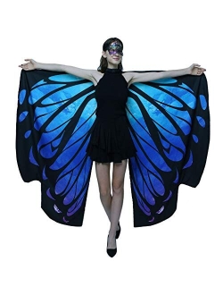 GRAJTCIN Womens Butterfly Wings Shawl Halloween Costume Double Sided Monarch Fairy Pixie Party Cape(66"x54",rose&blue)