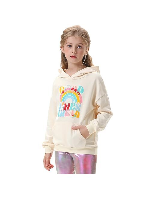 Julerwoo Toddler & Girls Cotton Full Zip Sweatshirts Hoodie Girls' Tie Dye Pullover Sweatshirt Tops 2-12 Years