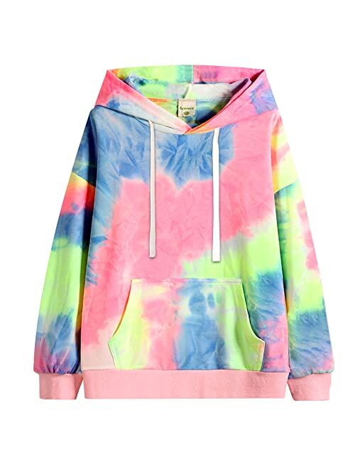 Julerwoo Toddler & Girls Cotton Full Zip Sweatshirts Hoodie Girls' Tie Dye Pullover Sweatshirt Tops 2-12 Years