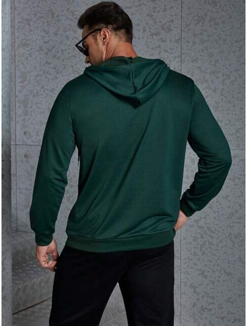 Manfinity Homme Men Plus Half Zip Drawstring Hoodie