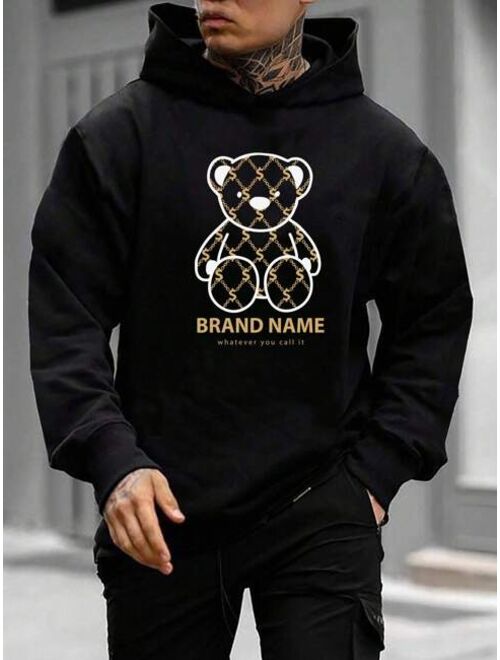 Manfinity Hypemode Men Bear Print Hoodie