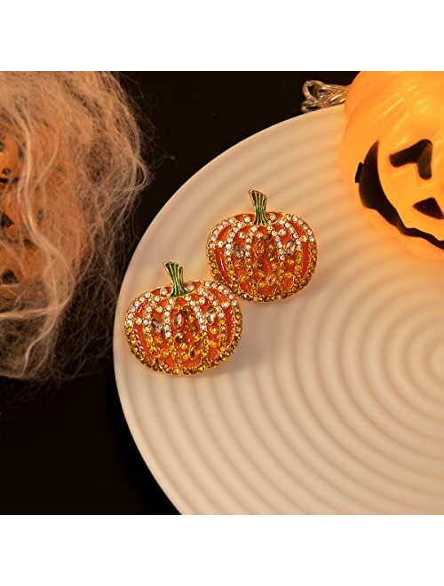 Muyan Halloween Earrings for Women, Funny Pumpkin Skeleton Skull Spider Web Witch Halloween Themed Drop Earrings Halloween Thanksgiving Gifts for Women