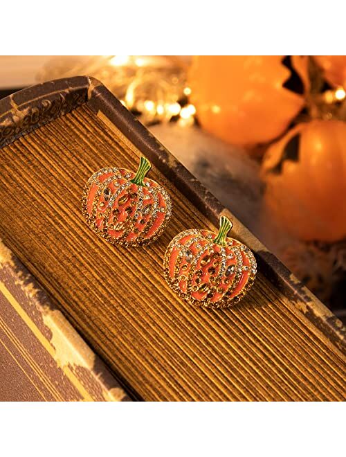 Muyan Halloween Earrings for Women, Funny Pumpkin Skeleton Skull Spider Web Witch Halloween Themed Drop Earrings Halloween Thanksgiving Gifts for Women