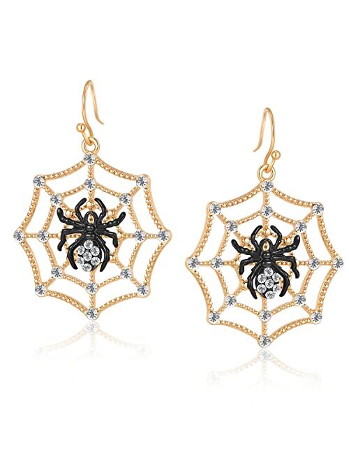 Muyan Halloween Earrings for Women, Funny Pumpkin Skeleton Skull Spider Web Witch Halloween Themed Drop Earrings Halloween Thanksgiving Gifts for Women