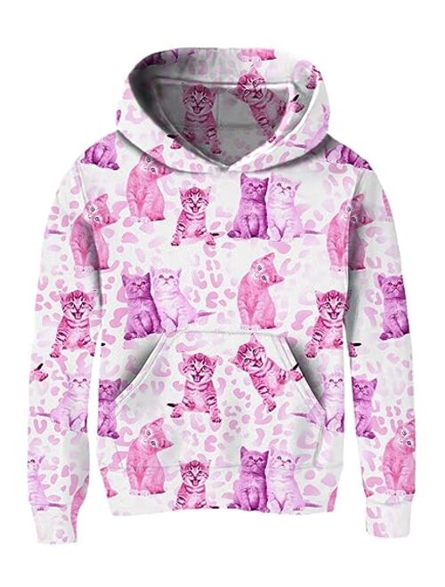 Ahegao Unisex Kids Hoodies Sweaters 3D Printed Casual Hooded Sweatshirts with Big Pockets for 4-14T Boys Girls