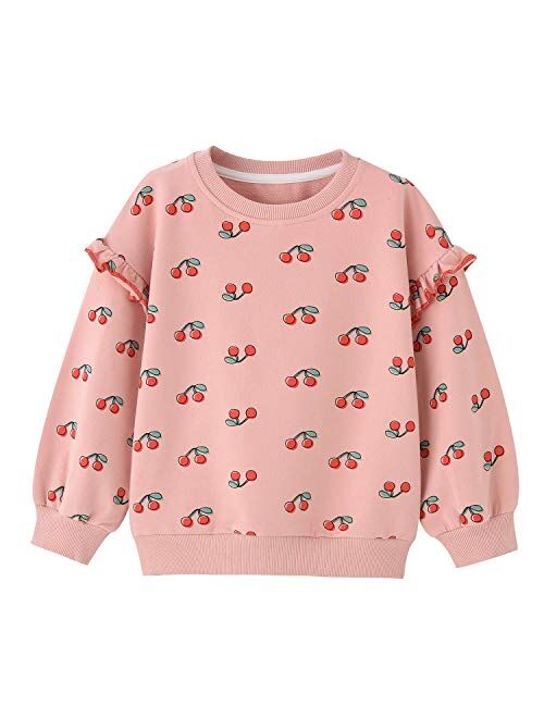 BINIDUCKLING Baby Girl Rainbow Sweatshirt for Girls Long Sleeve Shirt 18 Months-6 Years