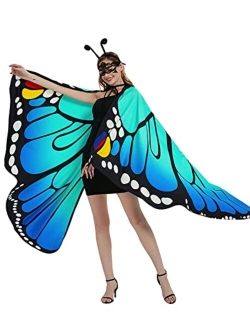 Sunnylisa Halloween Butterfly Costume for Women and Girls Plus Size,Double Sided Reversible Butterfly Wings for Adults Kids