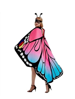 Sunnylisa Halloween Butterfly Costume for Women and Girls Plus Size,Double Sided Reversible Butterfly Wings for Adults Kids