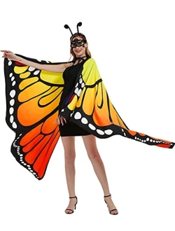 Sunnylisa Halloween Butterfly Costume for Women and Girls Plus Size,Double Sided Reversible Butterfly Wings for Adults Kids