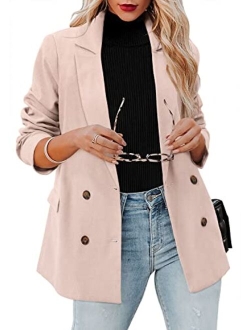 CRAZY GRID Womens Long Sleeve Blazer Jacket Open Front Work Office Blazer Button Jacket