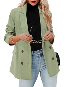 CRAZY GRID Womens Long Sleeve Blazer Jacket Open Front Work Office Blazer Button Jacket