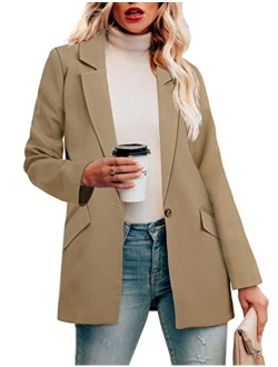 CRAZY GRID Womens Long Sleeve Blazer Jacket Open Front Work Office Blazer Button Jacket