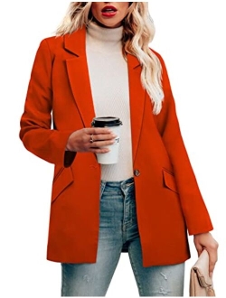 CRAZY GRID Womens Long Sleeve Blazer Jacket Open Front Work Office Blazer Button Jacket