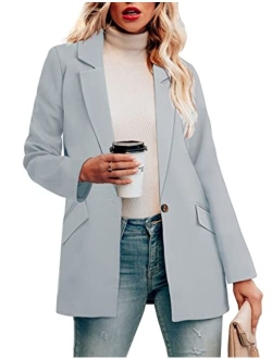 CRAZY GRID Womens Long Sleeve Blazer Jacket Open Front Work Office Blazer Button Jacket