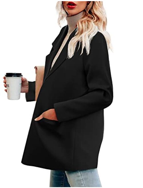 CRAZY GRID Womens Long Sleeve Blazer Jacket Open Front Work Office Blazer Button Jacket