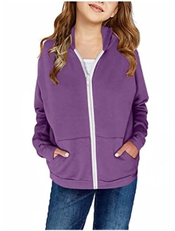 storeofbaby Girls Zip Up Hoodie Casual Long Sleeve Jacket Lightweight Sweatshirt with Pockets