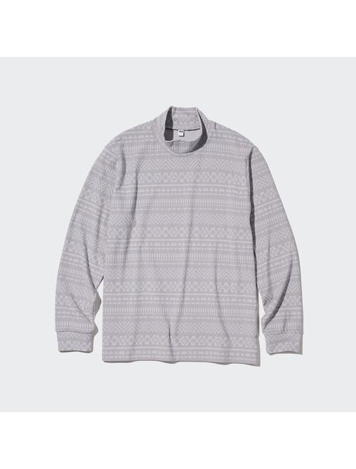 Uniqlo Smooth Fleece Printed Mock Neck Long-Sleeve T-Shirt