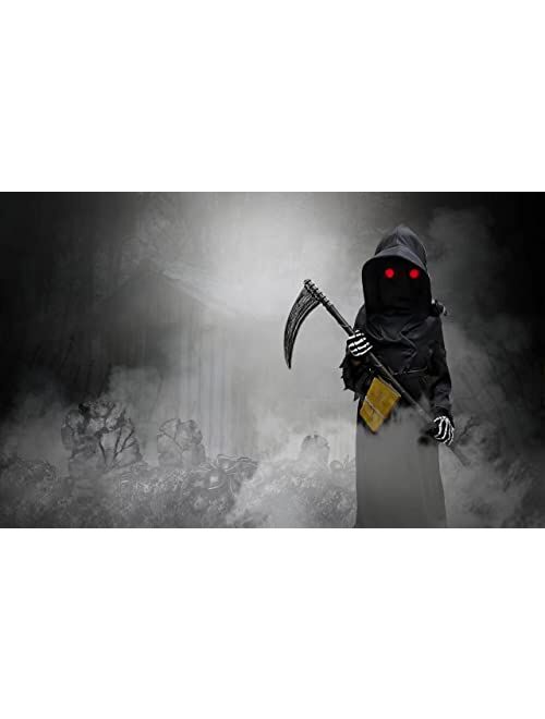 longpo Halloween Costumes for Boys Grim Reaper Costume Kids Set Scary Ghost Cosplay Outfit Halloween Party Favors Gifts