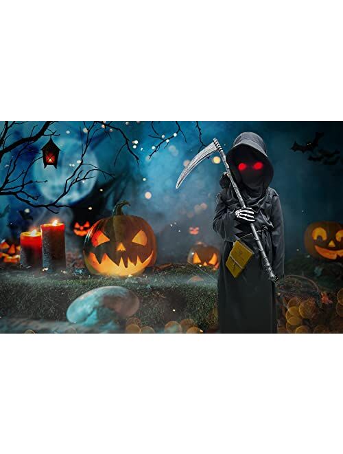 longpo Halloween Costumes for Boys Grim Reaper Costume Kids Set Scary Ghost Cosplay Outfit Halloween Party Favors Gifts