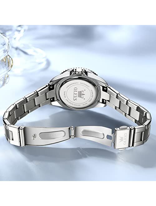 OLEVS Womens Watches Small Face Ladies Watches for Women with Day Date Diamond Silver Gold Tone Stainless Steel Analog Quartz Watches for Women Classic Fashion Waterproof