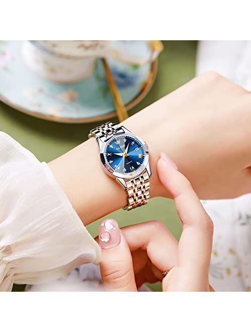 OLEVS Women's Wrist Watches, Small Wrist Stainless Steel Watch for Women, Fashion Dress Analog Quartz Ladies Watch