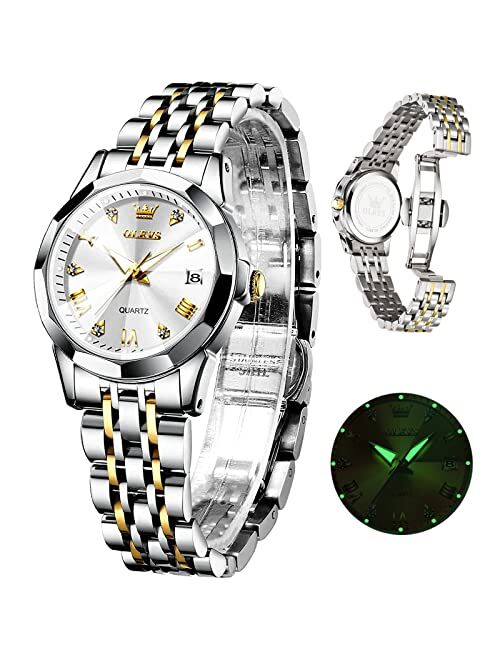 OLEVS Women's Wrist Watches, Small Wrist Stainless Steel Watch for Women, Fashion Dress Analog Quartz Ladies Watch