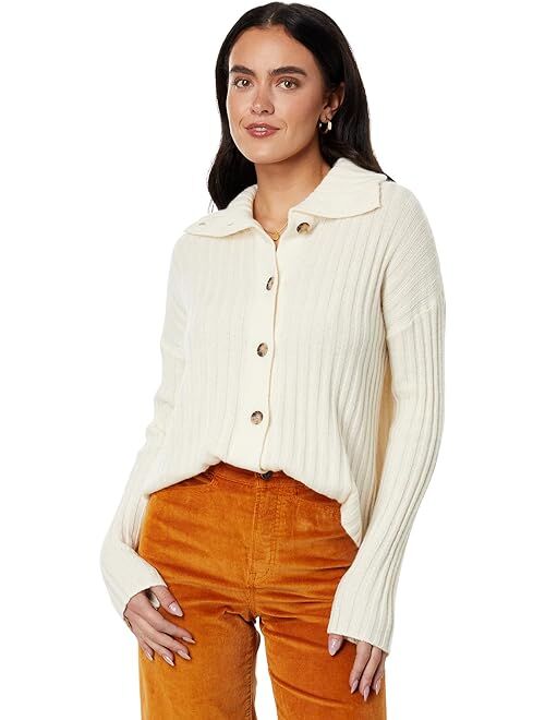 Madewell Niles Wide Rib Collar Cardigan