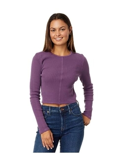 Waffle Knit Crewneck Crop Tee