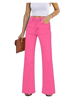 GRAPENT Womens Flare Jeans High Waisted Wide Leg Baggy Jean for Women Stretch Denim Pants