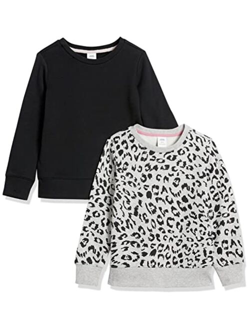 Amazon Essentials Girls and Toddlers' Fleece Crew-Neck Sweatshirts, Pack of 2