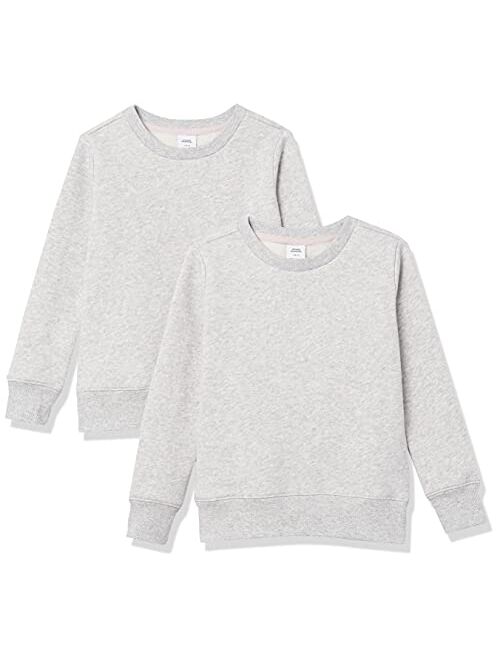 Amazon Essentials Girls and Toddlers' Fleece Crew-Neck Sweatshirts, Pack of 2