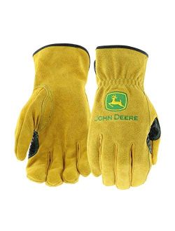 JD00004 Leather Gloves - Split Cowhide Work Gloves with Shirred Elastic Wrist