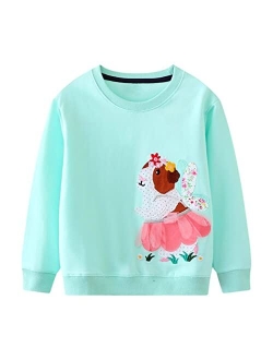 HILEELANG Little Girl Sweatshirts Pullover Hoodie Long Sleeve Graphic Cotton Casual Fleece Palywear Top Outfit Sweat Shirts