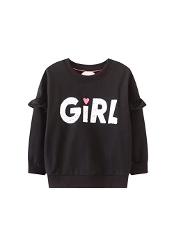 HILEELANG Little Girl Sweatshirts Pullover Hoodie Long Sleeve Graphic Cotton Casual Fleece Palywear Top Outfit Sweat Shirts