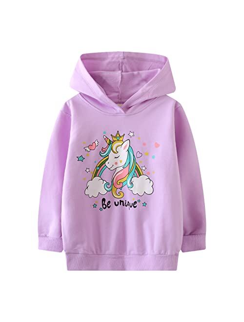 HILEELANG Little Girl Sweatshirts Pullover Hoodie Long Sleeve Graphic Cotton Casual Fleece Palywear Top Outfit Sweat Shirts