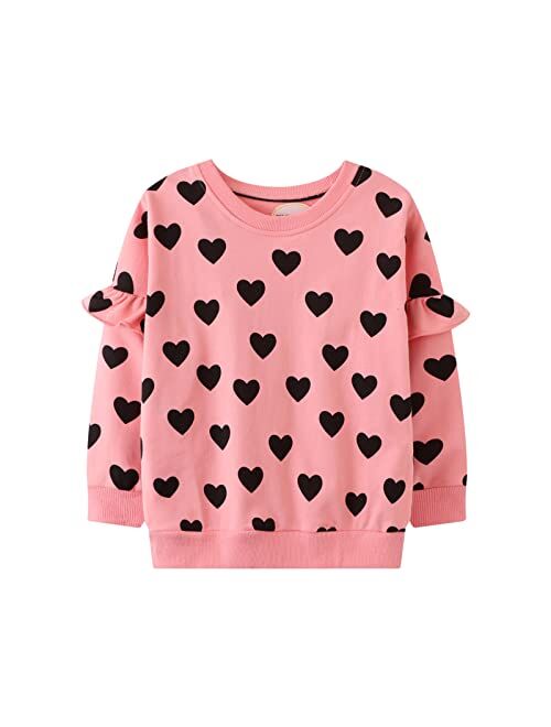 HILEELANG Little Girl Sweatshirts Pullover Hoodie Long Sleeve Graphic Cotton Casual Fleece Palywear Top Outfit Sweat Shirts