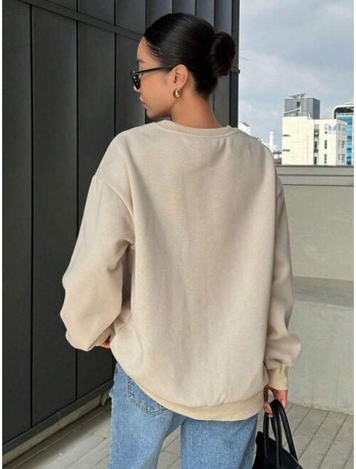 DAZY Letter Graphic Drop Shoulder Sweatshirt