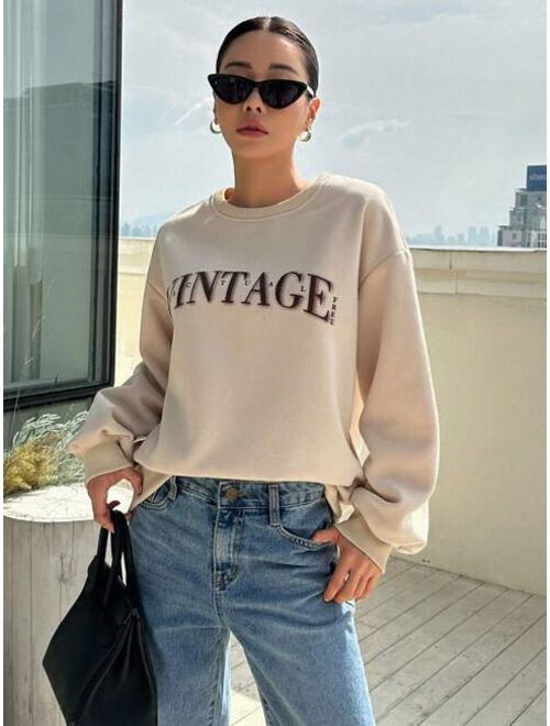 DAZY Letter Graphic Drop Shoulder Sweatshirt