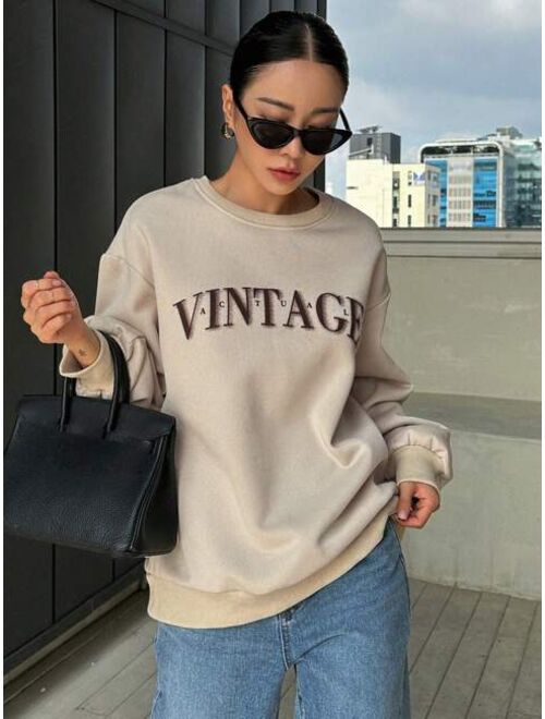 DAZY Letter Graphic Drop Shoulder Sweatshirt