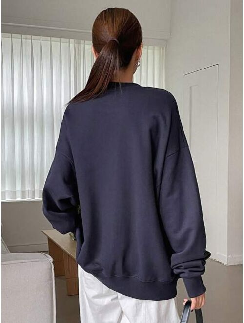 DAZY Letter Graphic Drop Shoulder Oversized Sweatshirt