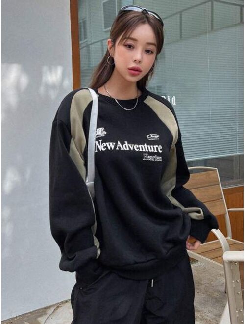 DAZY Slogan Graphic Drop Shoulder Sweatshirt