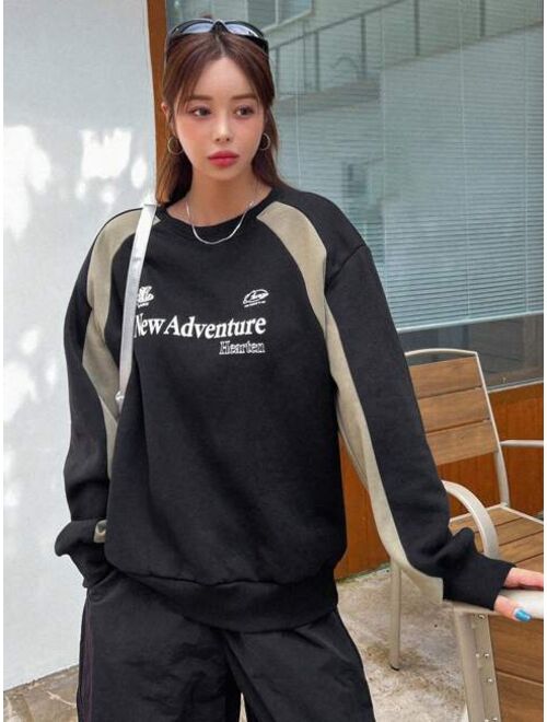 DAZY Slogan Graphic Drop Shoulder Sweatshirt