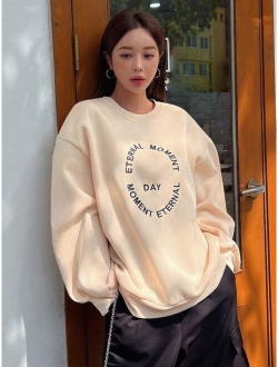 Slogan Graphic Drop Shoulder Sweatshirt