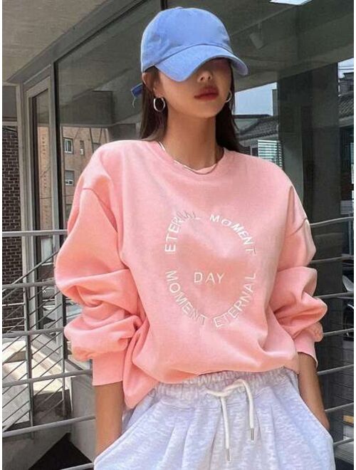 DAZY Slogan Graphic Drop Shoulder Sweatshirt