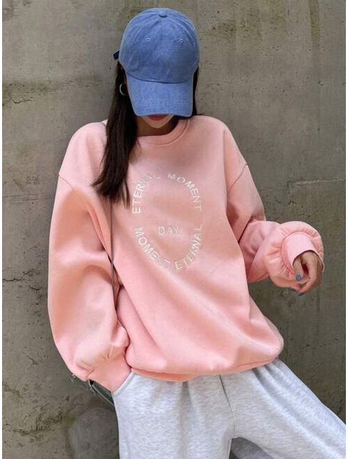 DAZY Slogan Graphic Drop Shoulder Sweatshirt