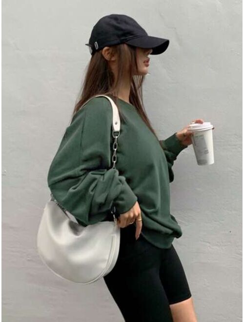 DAZY Solid Drop Shoulder Sweatshirt