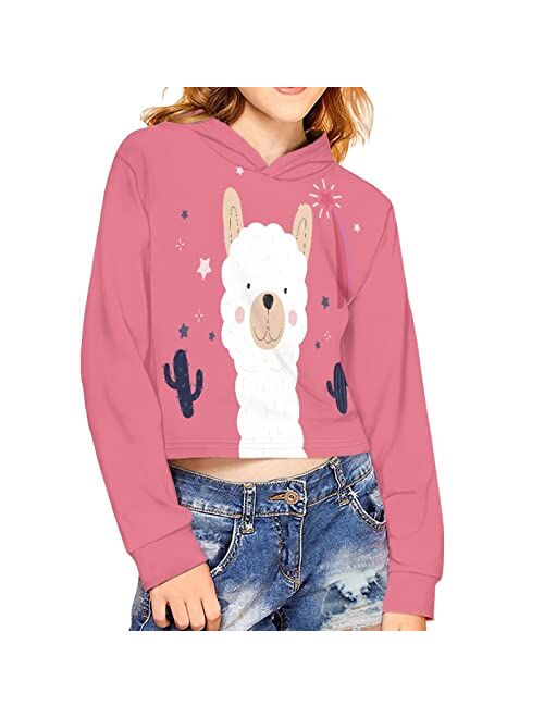 Viewamoon Long Sleeve Crop Tops for Girls 5-14Years Kids Hoodies & Sweatshirt