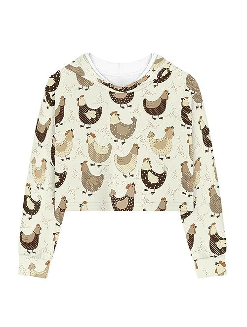 Viewamoon Long Sleeve Crop Tops for Girls 5-14Years Kids Hoodies & Sweatshirt