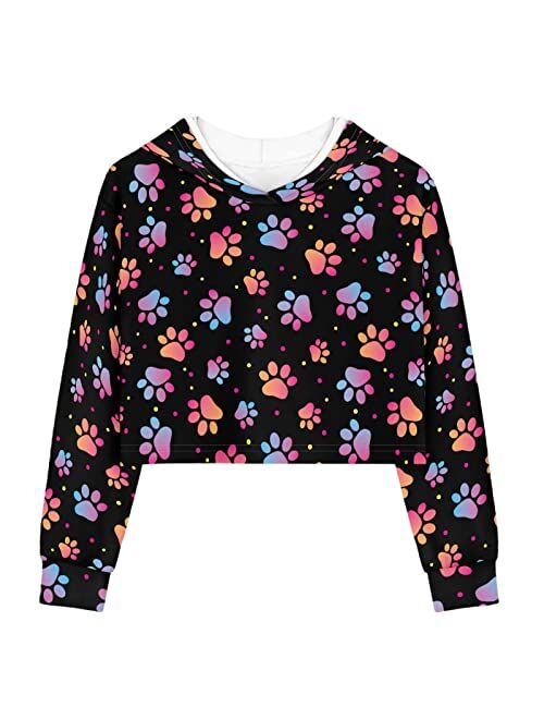 Viewamoon Long Sleeve Crop Tops for Girls 5-14Years Kids Hoodies & Sweatshirt